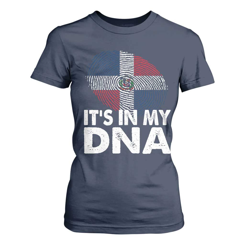 It's in My DNA Dominican Flag T Shirt For Women TS10 Navy Print Your Wear