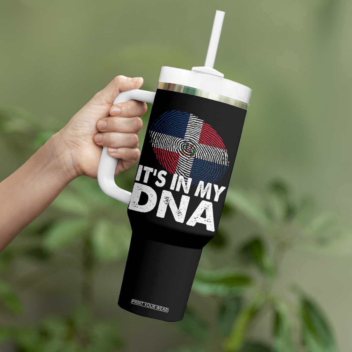 It's in My DNA Dominican Flag Tumbler With Handle TS10 Print Your Wear