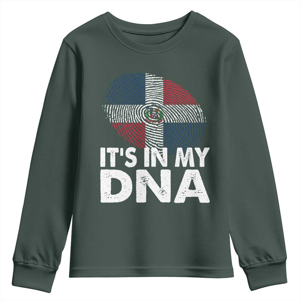 It's in My DNA Dominican Flag Youth Sweatshirt TS10 Dark Forest Green Print Your Wear