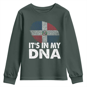 It's in My DNA Dominican Flag Youth Sweatshirt TS10 Dark Forest Green Print Your Wear