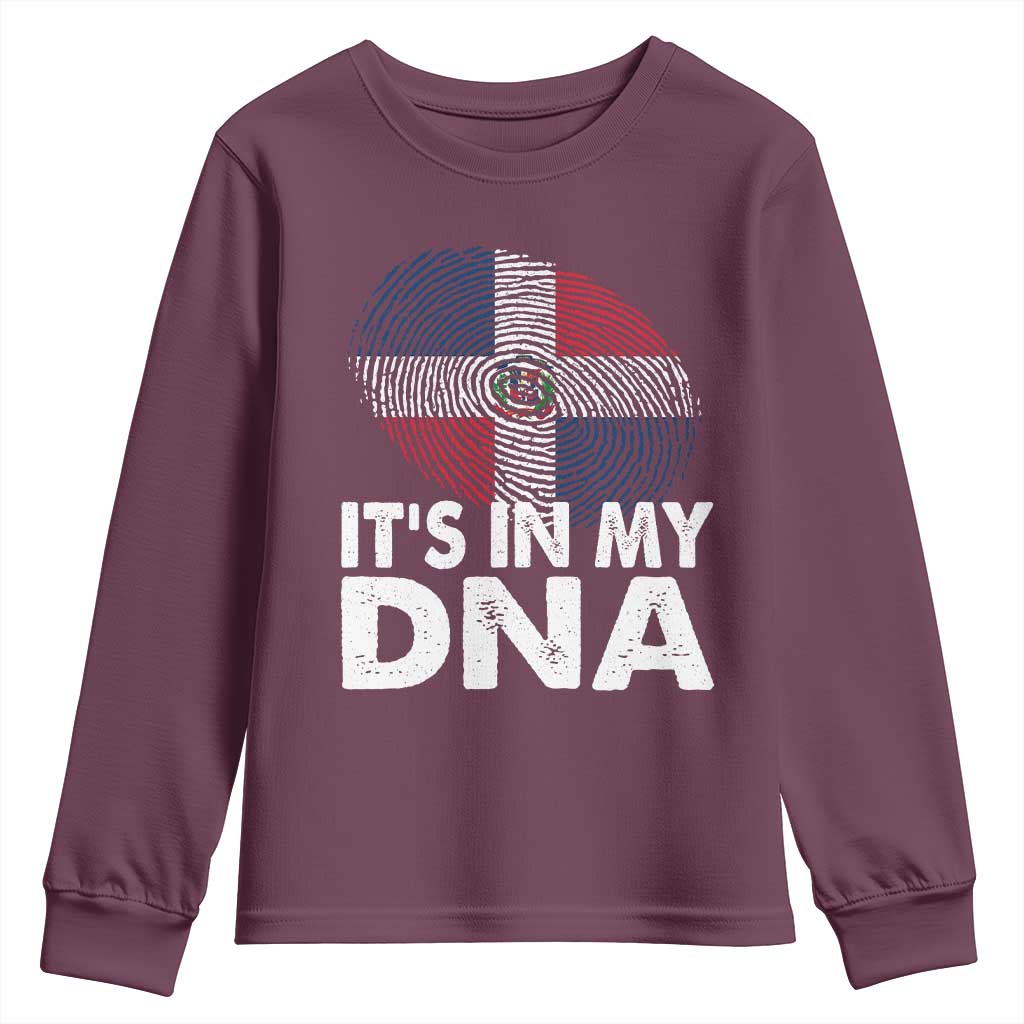 It's in My DNA Dominican Flag Youth Sweatshirt TS10 Maroon Print Your Wear