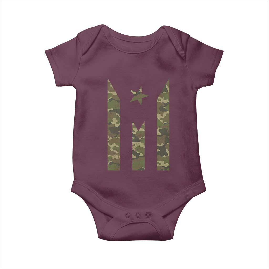 Camo Puerto Rico Flag Baby Onesie Hispanic Heritage Month Boricua Rican TS10 Maroon Print Your Wear