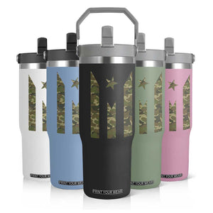 Camo Puerto Rico Flag Flip Straw Tumbler Hispanic Heritage Month Boricua Rican TS10 Print Your Wear