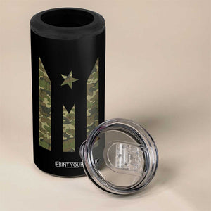 Camo Puerto Rico Flag 4 in 1 Can Cooler Tumbler Hispanic Heritage Month Boricua Rican TS10 Print Your Wear