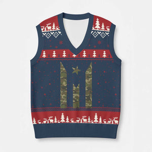 Camo Puerto Rico Flag V-Neck Knit Sweater Vest Hispanic Heritage Month Boricua Rican TS10 Navy Red Print Your Wear