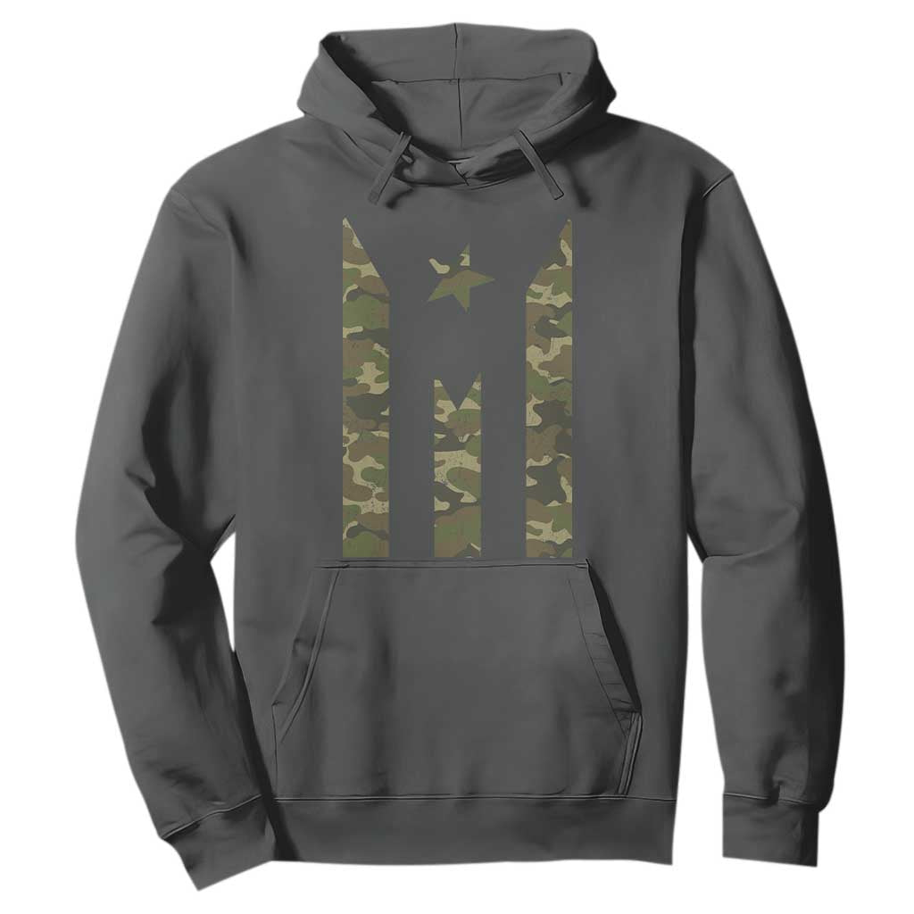 Camo Puerto Rico Flag Hoodie Hispanic Heritage Month Boricua Rican TS10 Dark Heather Print Your Wear