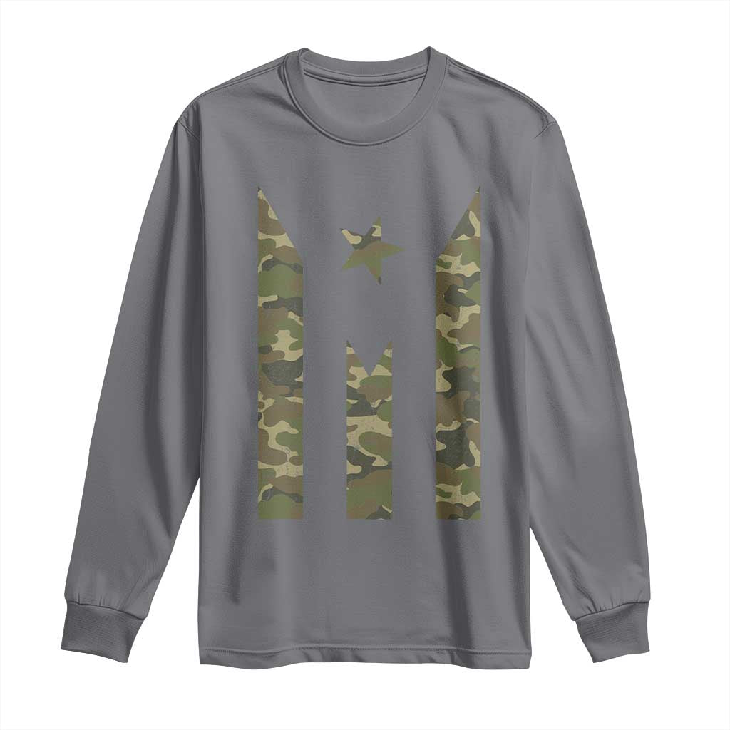 Camo Puerto Rico Flag Long Sleeve Shirt Hispanic Heritage Month Boricua Rican TS10 Charcoal Print Your Wear