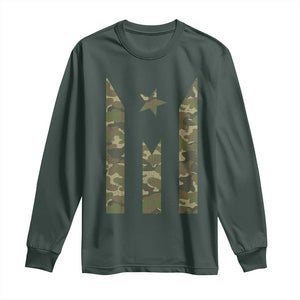 Camo Puerto Rico Flag Long Sleeve Shirt Hispanic Heritage Month Boricua Rican TS10 Dark Forest Green Print Your Wear