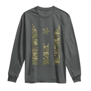 Camo Puerto Rico Flag Long Sleeve Shirt Hispanic Heritage Month Boricua Rican TS10 Dark Heather Print Your Wear