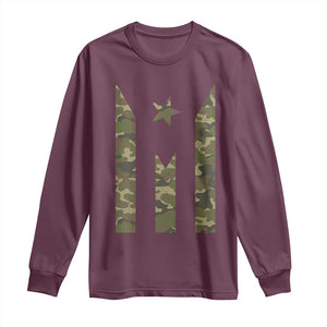 Camo Puerto Rico Flag Long Sleeve Shirt Hispanic Heritage Month Boricua Rican TS10 Maroon Print Your Wear