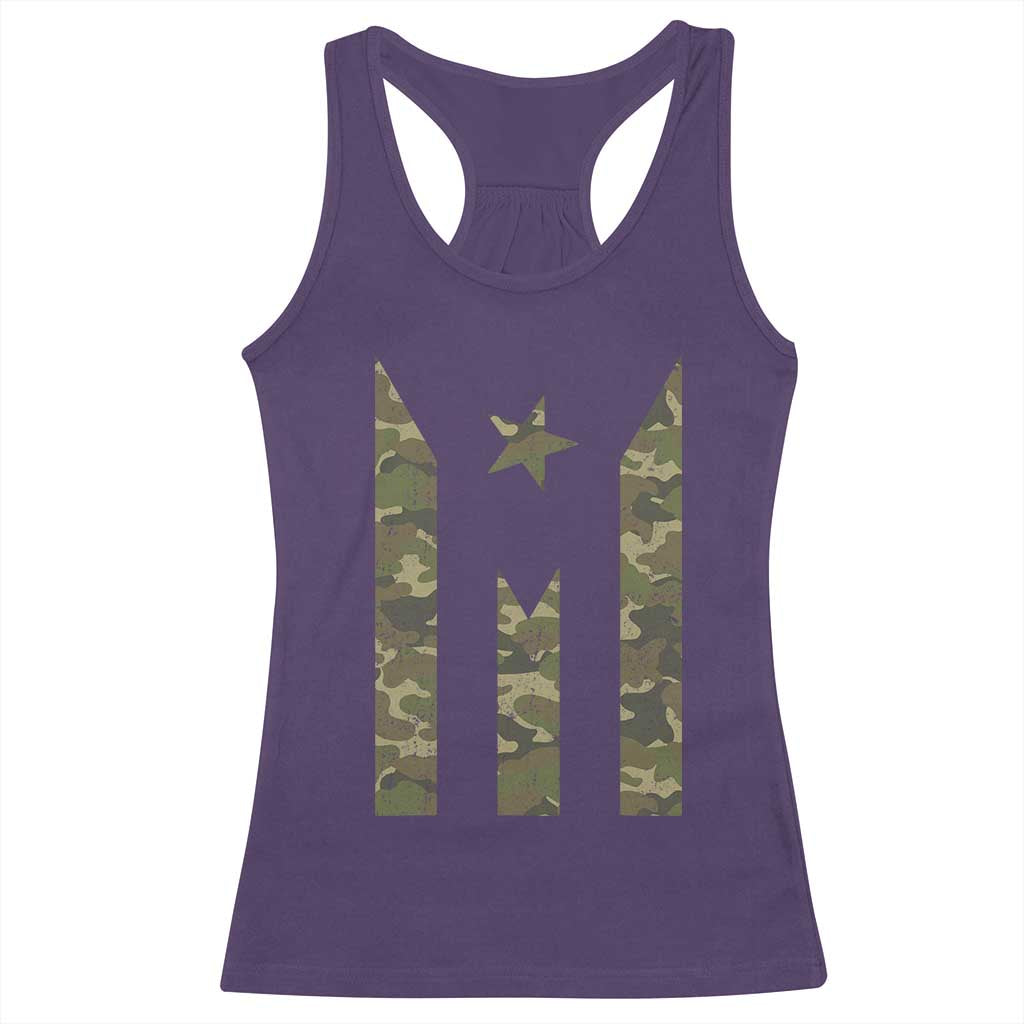 Camo Puerto Rico Flag Racerback Tank Top Hispanic Heritage Month Boricua Rican TS10 Purple Print Your Wear