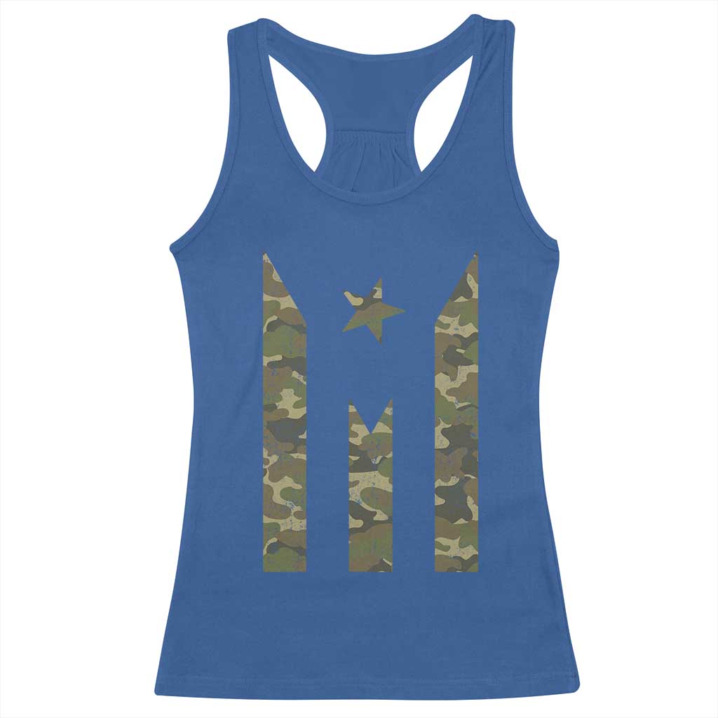 Camo Puerto Rico Flag Racerback Tank Top Hispanic Heritage Month Boricua Rican TS10 Royal Blue Print Your Wear