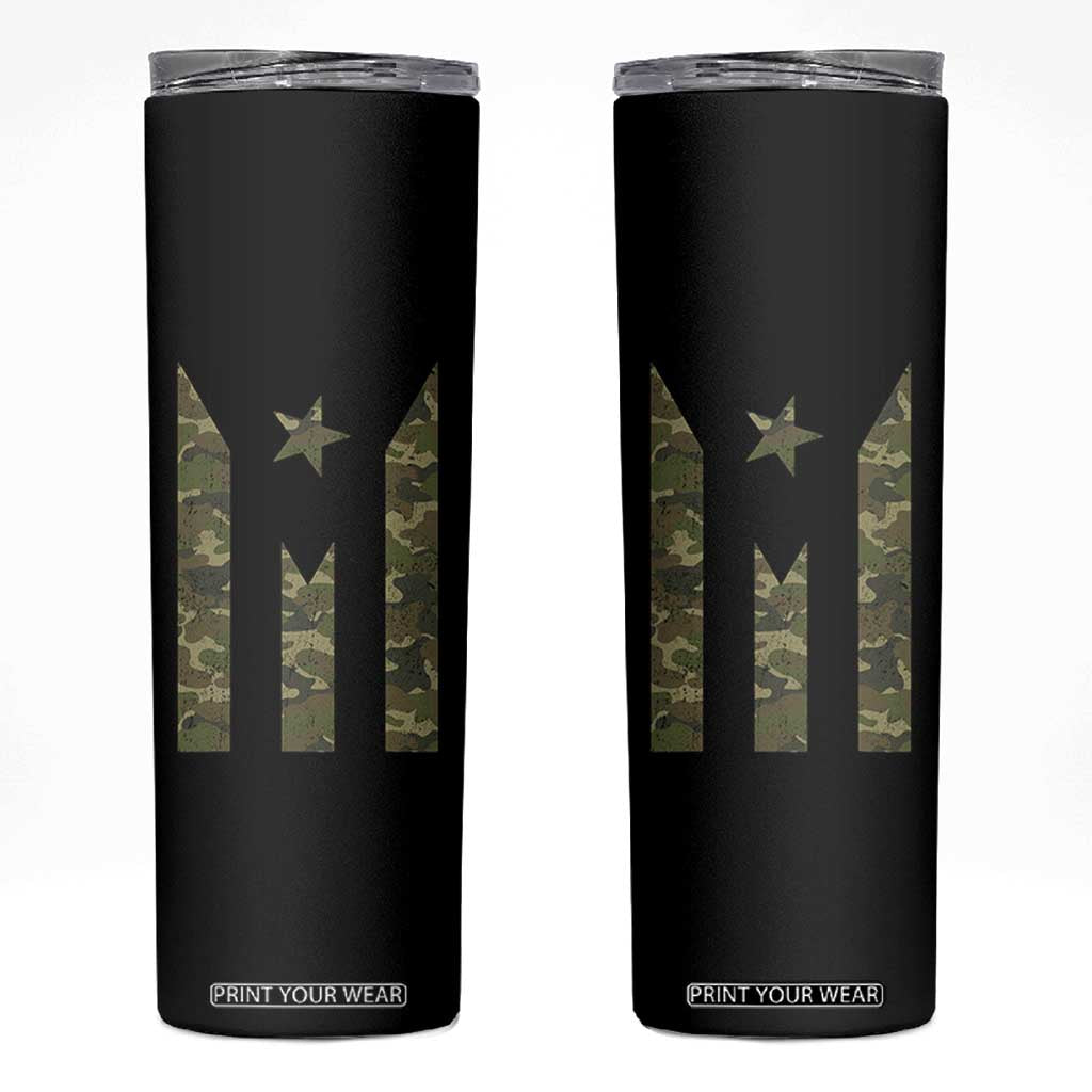 Camo Puerto Rico Flag Skinny Tumbler Hispanic Heritage Month Boricua Rican TS10 Black Print Your Wear