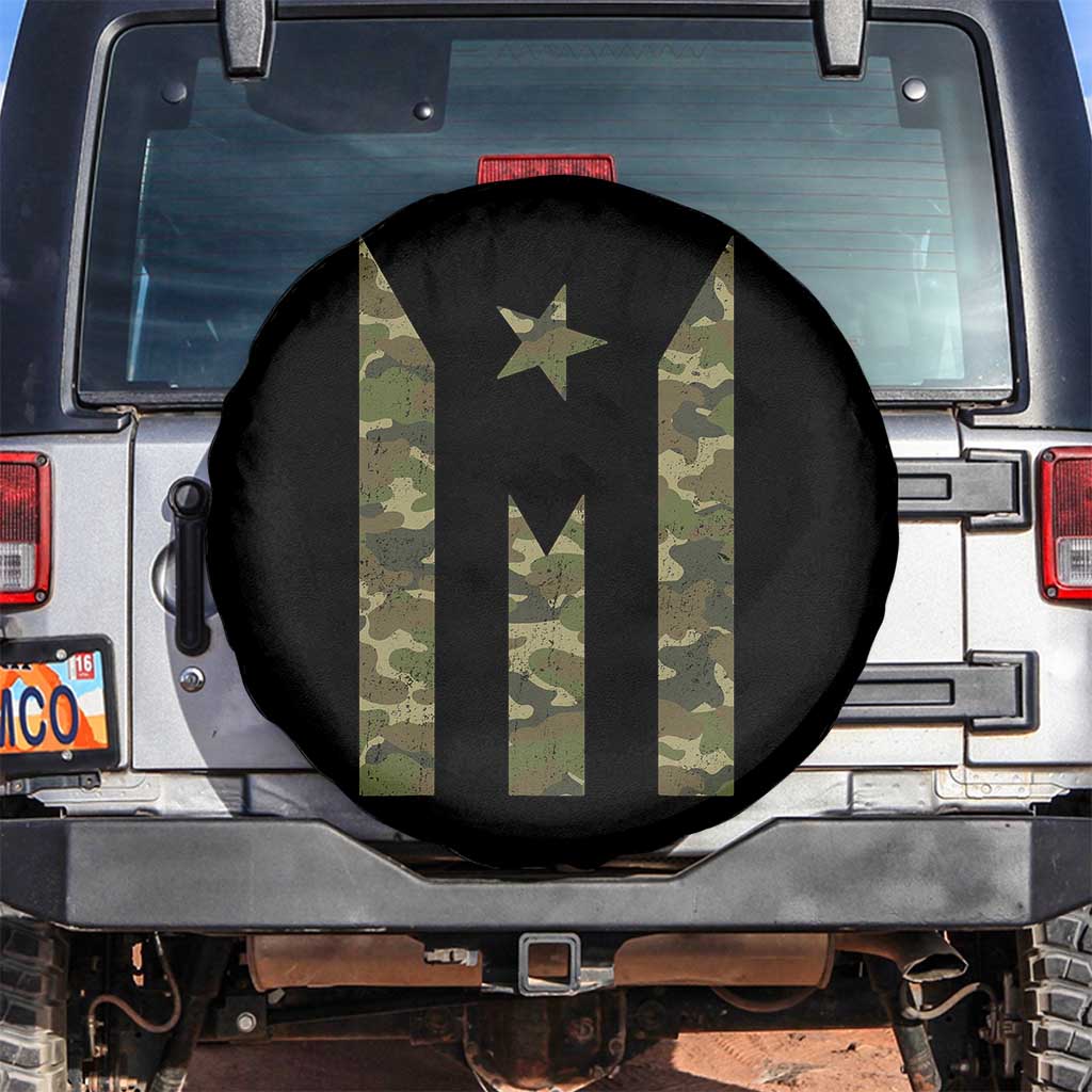 Camo Puerto Rico Flag Spare Tire Cover Hispanic Heritage Month Boricua Rican TS10 No hole Black Print Your Wear