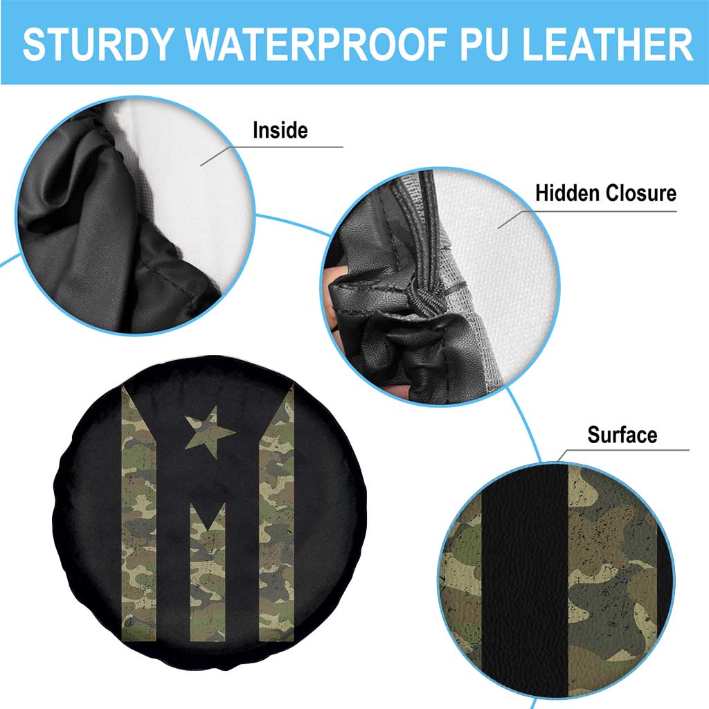 Camo Puerto Rico Flag Spare Tire Cover Hispanic Heritage Month Boricua Rican TS10 Print Your Wear