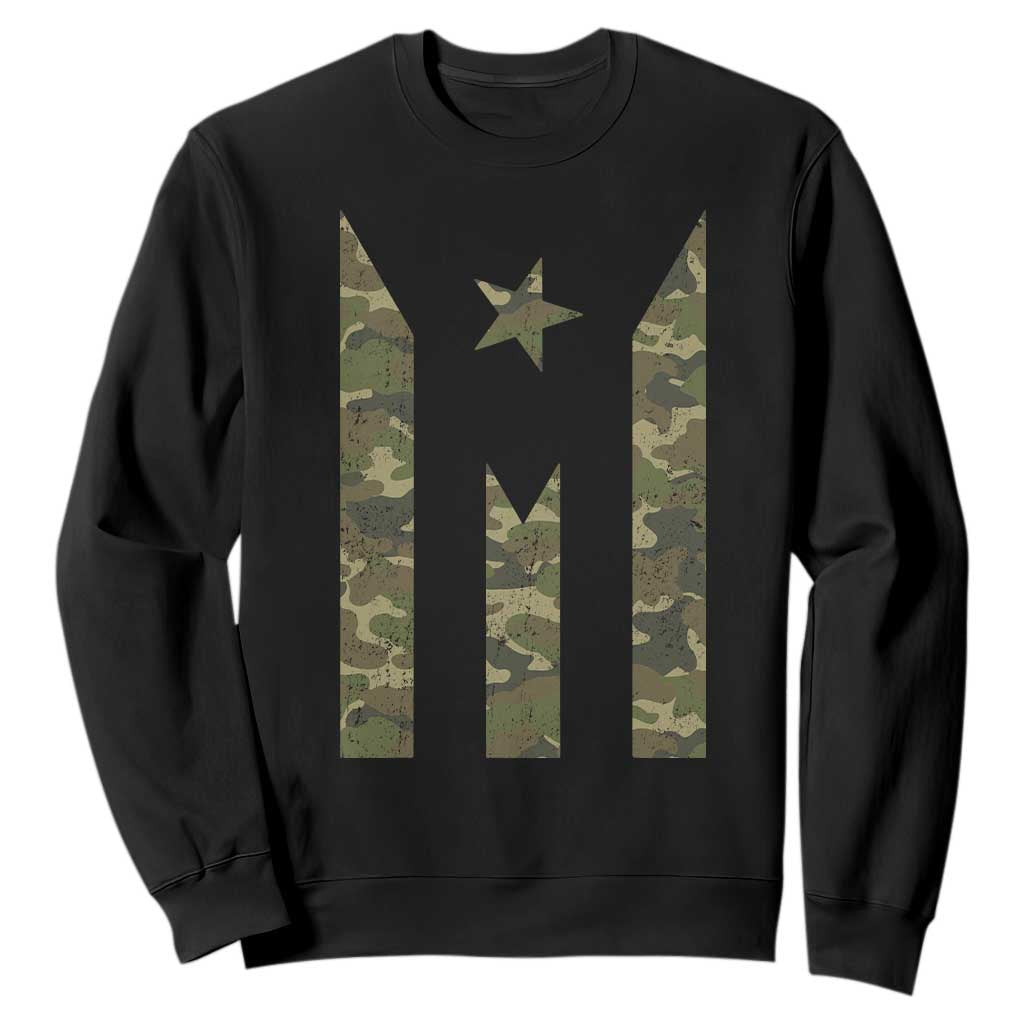 Camo Puerto Rico Flag Sweatshirt Hispanic Heritage Month Boricua Rican TS10 Black Print Your Wear