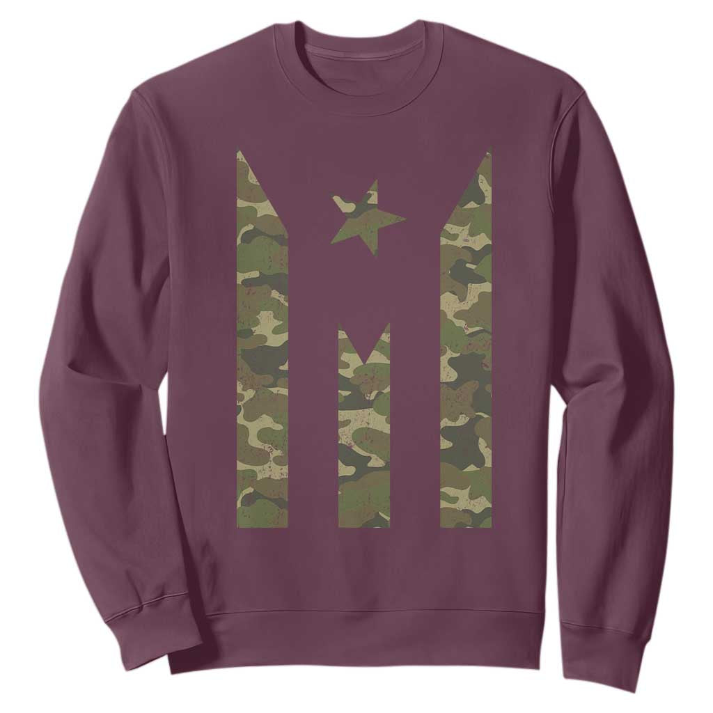 Camo Puerto Rico Flag Sweatshirt Hispanic Heritage Month Boricua Rican TS10 Maroon Print Your Wear