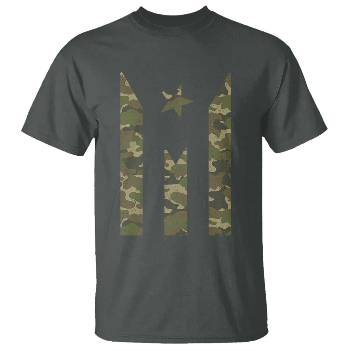 Camo Puerto Rico Flag T Shirt Hispanic Heritage Month Boricua Rican TS10 Dark Heather Print Your Wear