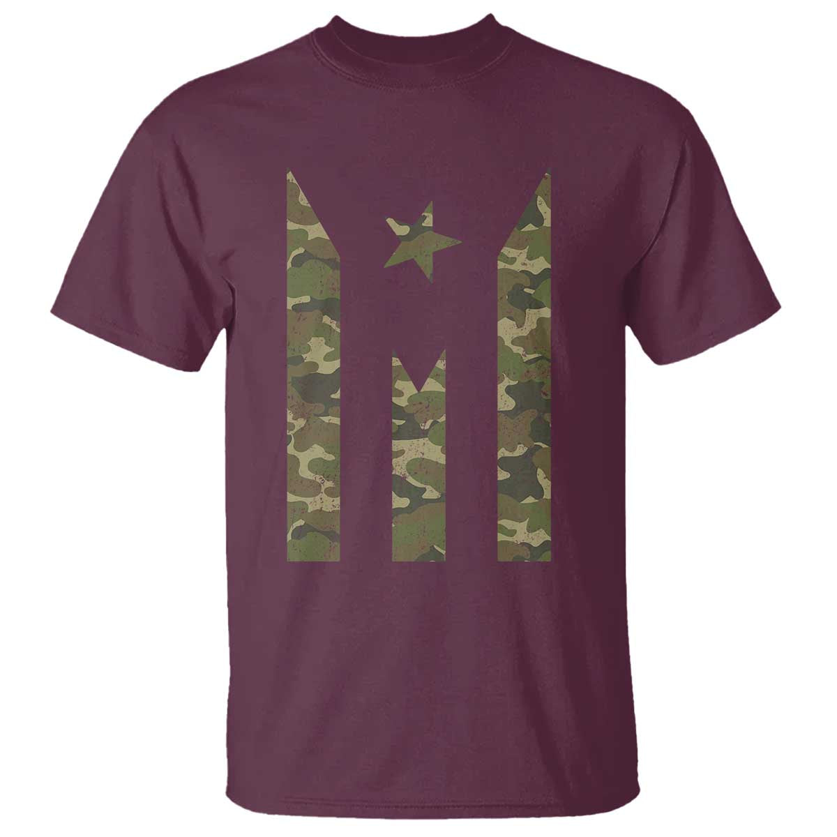 Camo Puerto Rico Flag T Shirt Hispanic Heritage Month Boricua Rican TS10 Maroon Print Your Wear