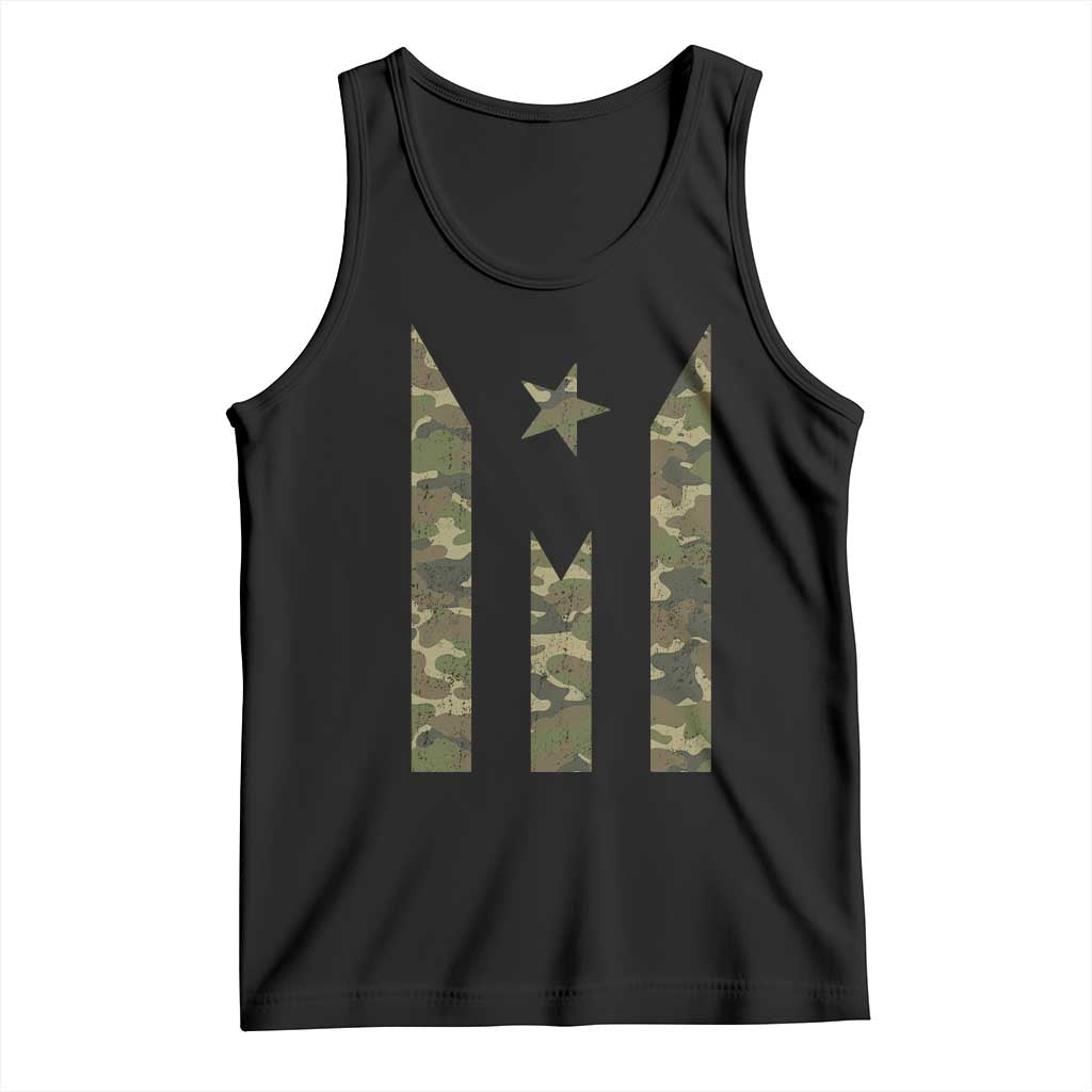 Camo Puerto Rico Flag Tank Top Hispanic Heritage Month Boricua Rican TS10 Black Print Your Wear