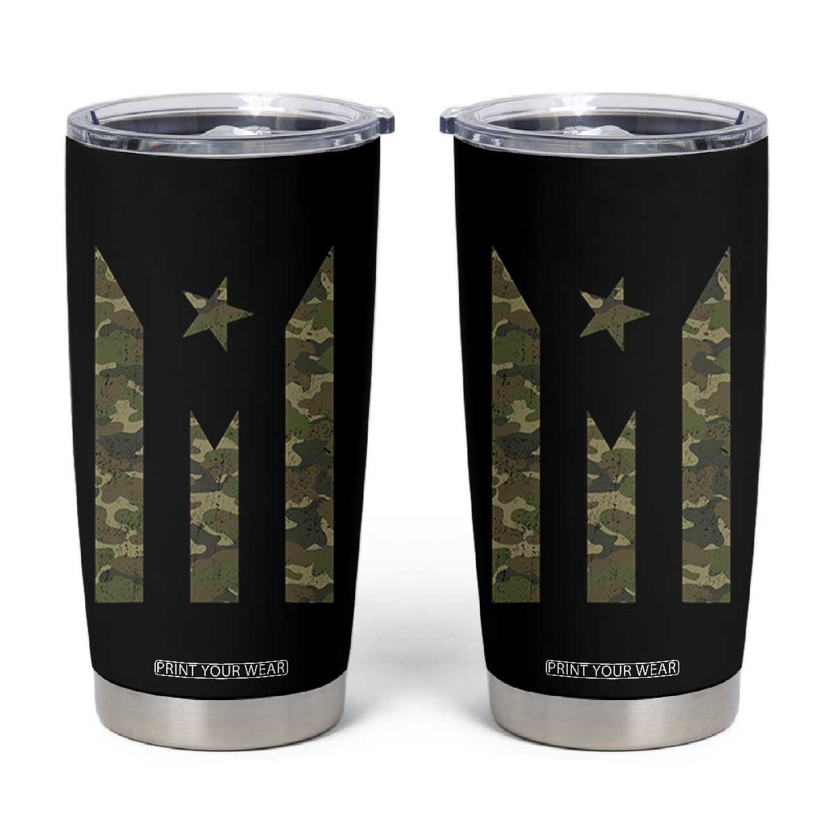 Camo Puerto Rico Flag Tumbler Cup Hispanic Heritage Month Boricua Rican TS10 Black Print Your Wear