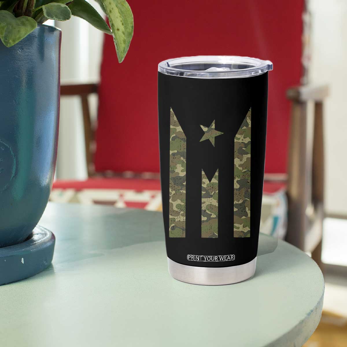 Camo Puerto Rico Flag Tumbler Cup Hispanic Heritage Month Boricua Rican TS10 Print Your Wear