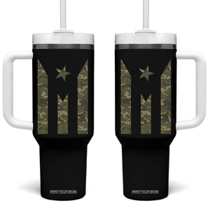 Camo Puerto Rico Flag Tumbler With Handle Hispanic Heritage Month Boricua Rican TS10 One Size: 40 oz Black Print Your Wear
