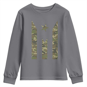 Camo Puerto Rico Flag Youth Sweatshirt Hispanic Heritage Month Boricua Rican TS10 Charcoal Print Your Wear