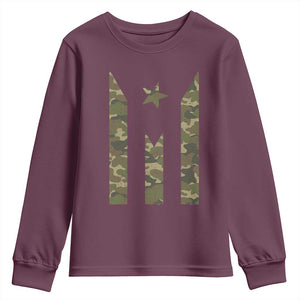 Camo Puerto Rico Flag Youth Sweatshirt Hispanic Heritage Month Boricua Rican TS10 Maroon Print Your Wear