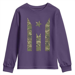 Camo Puerto Rico Flag Youth Sweatshirt Hispanic Heritage Month Boricua Rican TS10 Purple Print Your Wear