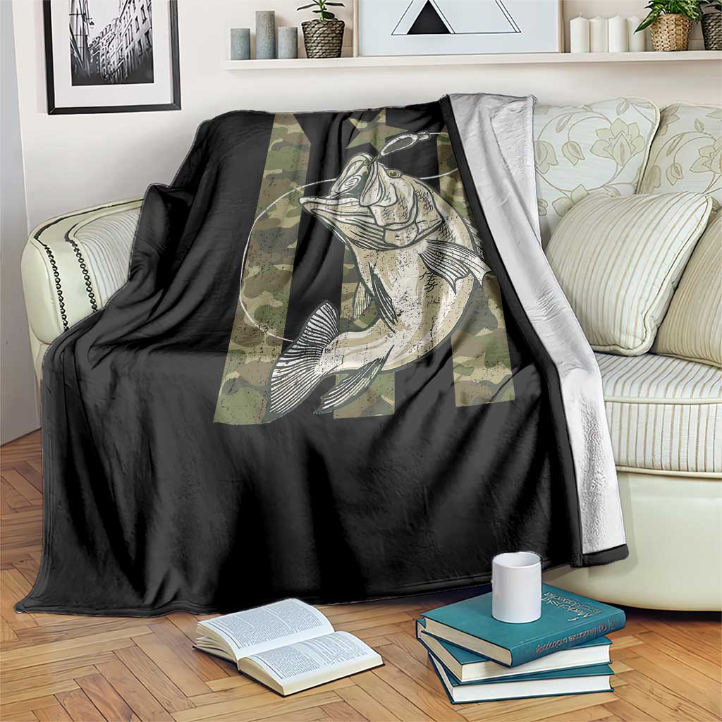 Fishing Puerto Rico Flag Throw Blanket Bass Fish Fisherman Camo Camouflage US Flag TS10 Print Your Wear