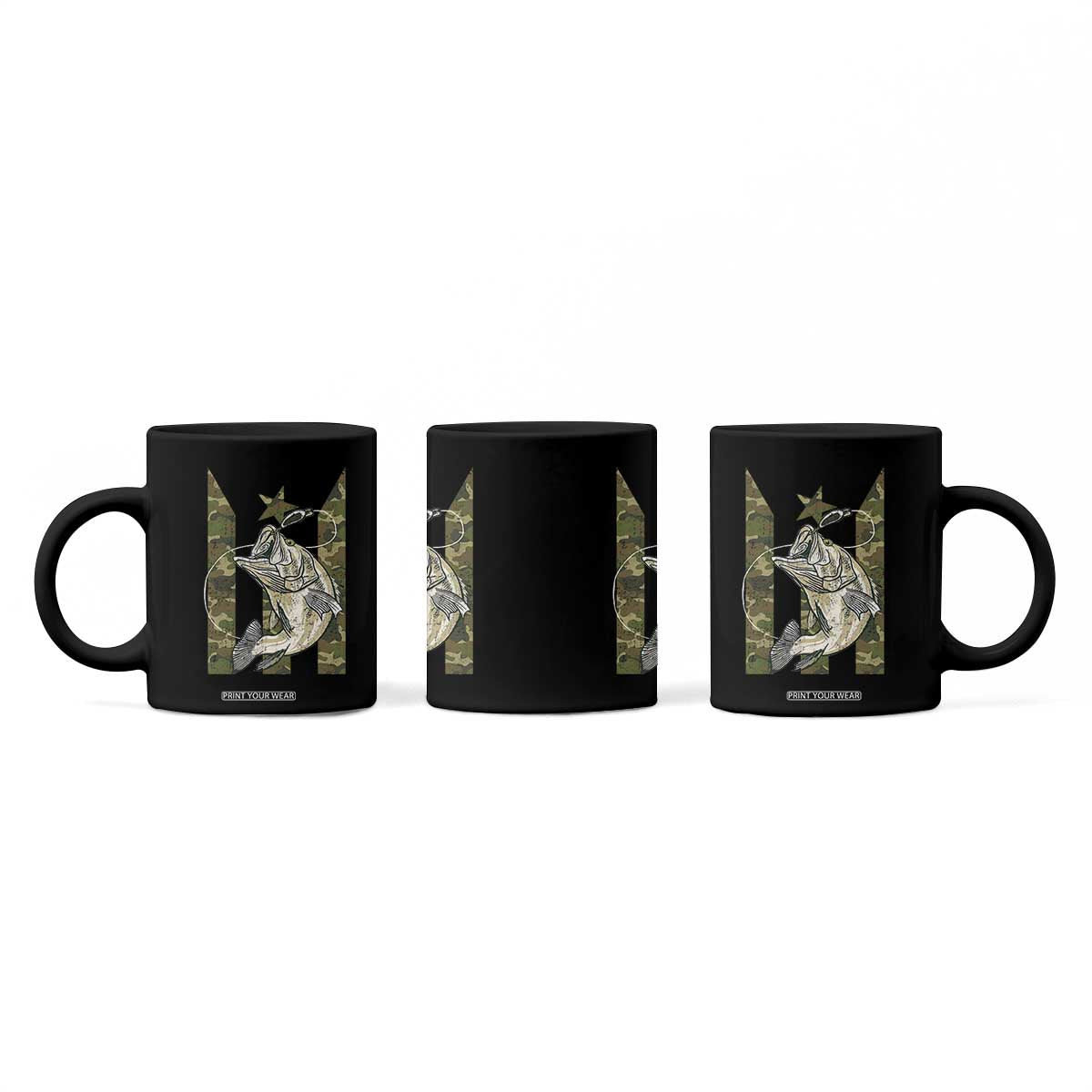 Fishing Puerto Rico Flag Coffee Mug Bass Fish Fisherman Camo Camouflage US Flag TS10 Print Your Wear
