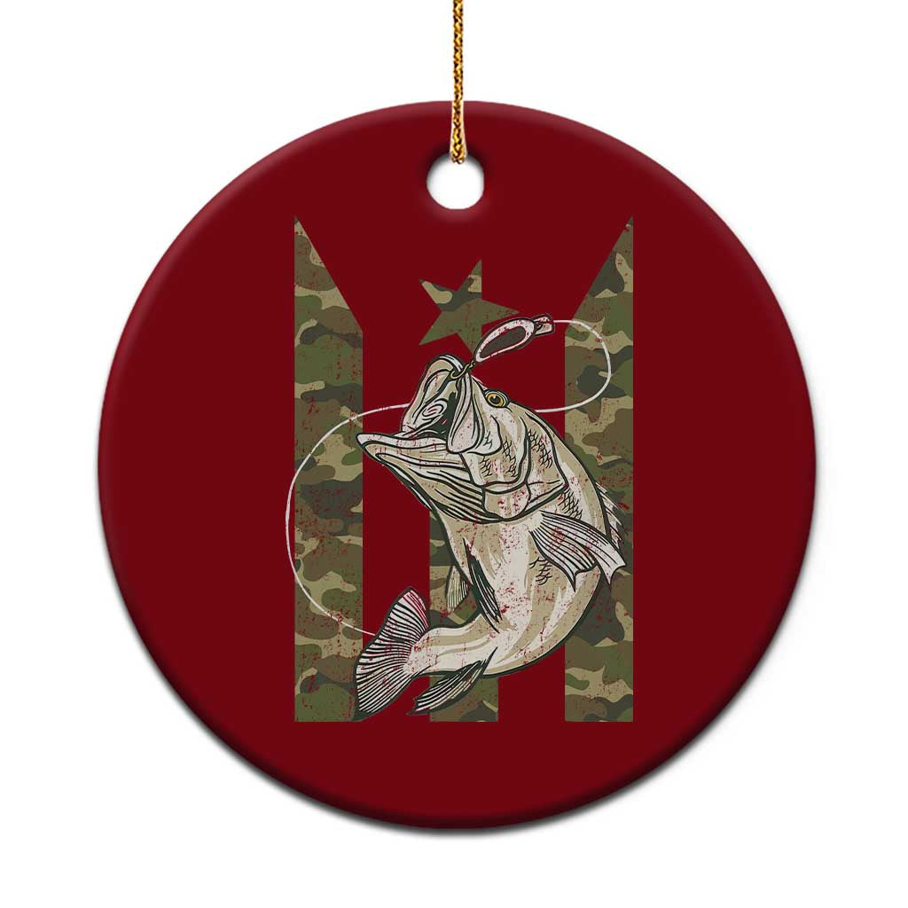 Fishing Puerto Rico Flag Ceramic Ornament Bass Fish Fisherman Camo Camouflage US Flag TS10 1pc Red Print Your Wear