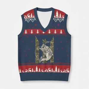 Fishing Puerto Rico Flag V-Neck Knit Sweater Vest Bass Fish Fisherman Camo Camouflage US Flag TS10 Navy Red Print Your Wear