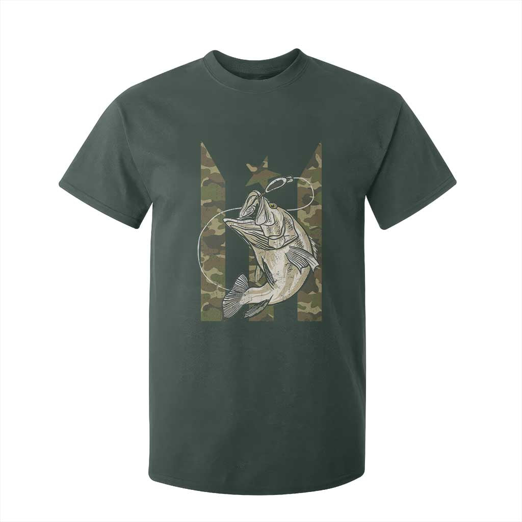 Fishing Puerto Rico Flag T Shirt For Kid Bass Fish Fisherman Camo Camouflage US Flag TS10 Dark Forest Green Print Your Wear