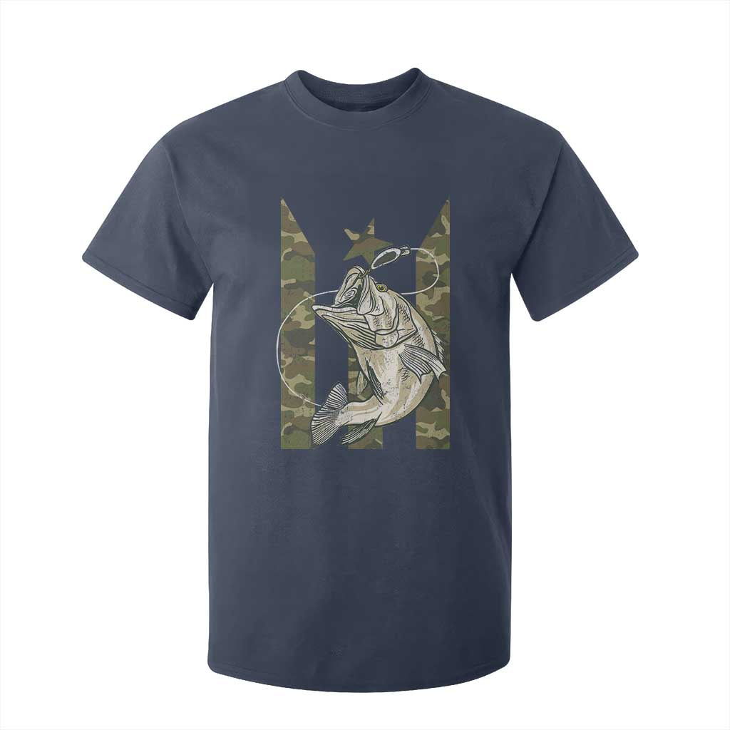 Fishing Puerto Rico Flag T Shirt For Kid Bass Fish Fisherman Camo Camouflage US Flag TS10 Navy Print Your Wear