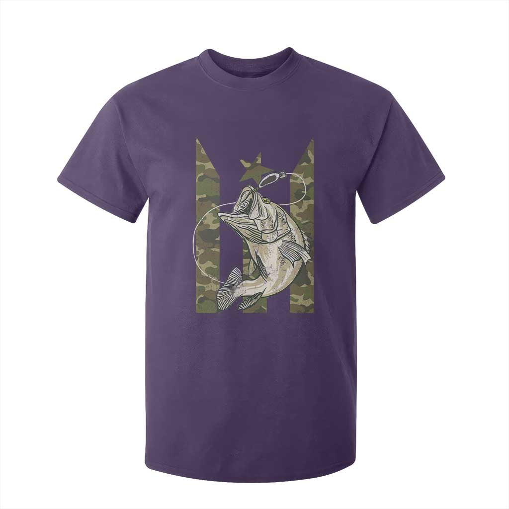 Fishing Puerto Rico Flag T Shirt For Kid Bass Fish Fisherman Camo Camouflage US Flag TS10 Purple Print Your Wear