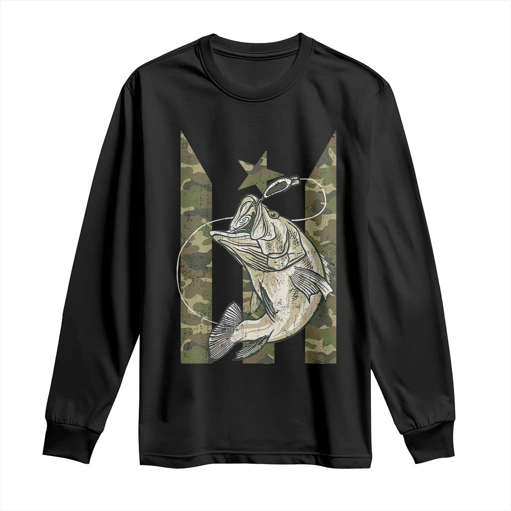 Fishing Puerto Rico Flag Long Sleeve Shirt Bass Fish Fisherman Camo Camouflage US Flag TS10 Black Print Your Wear
