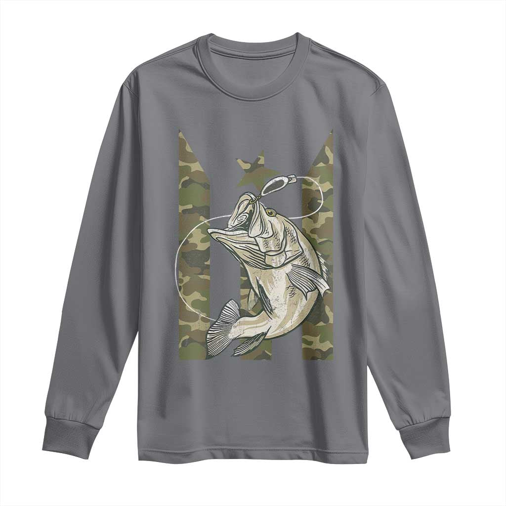 Fishing Puerto Rico Flag Long Sleeve Shirt Bass Fish Fisherman Camo Camouflage US Flag TS10 Charcoal Print Your Wear