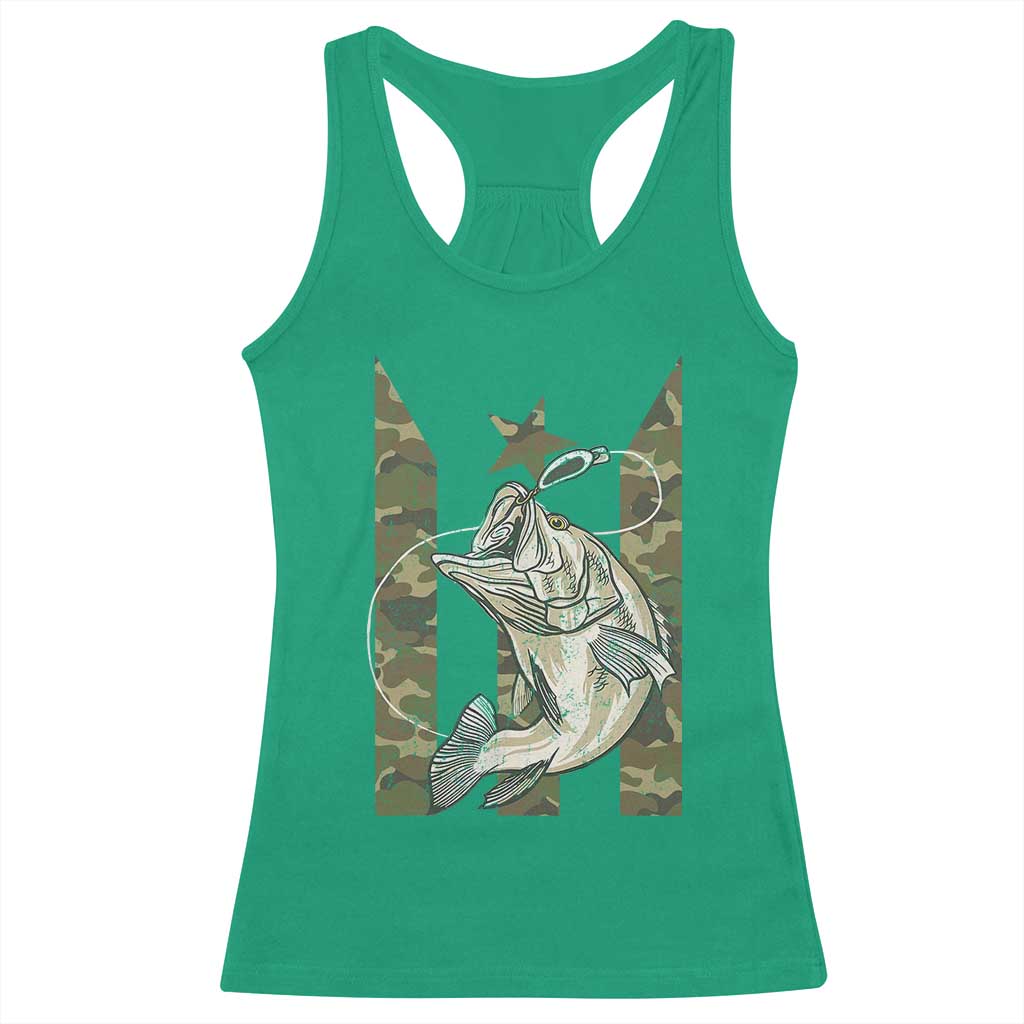 Fishing Puerto Rico Flag Racerback Tank Top Bass Fish Fisherman Camo Camouflage US Flag TS10 Irish Green Print Your Wear