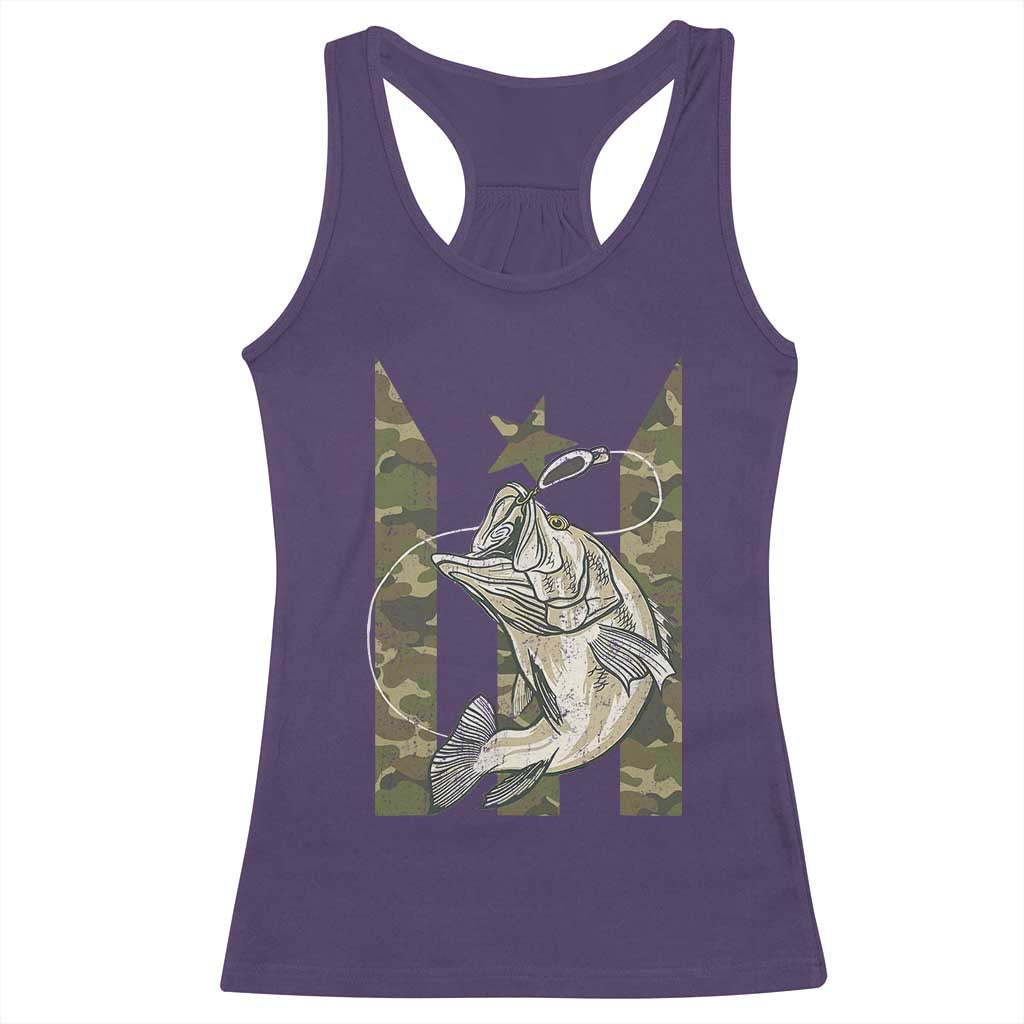 Fishing Puerto Rico Flag Racerback Tank Top Bass Fish Fisherman Camo Camouflage US Flag TS10 Purple Print Your Wear