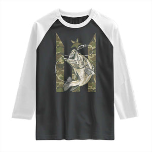 Fishing Puerto Rico Flag Raglan Shirt Bass Fish Fisherman Camo Camouflage US Flag TS10 Black White Print Your Wear