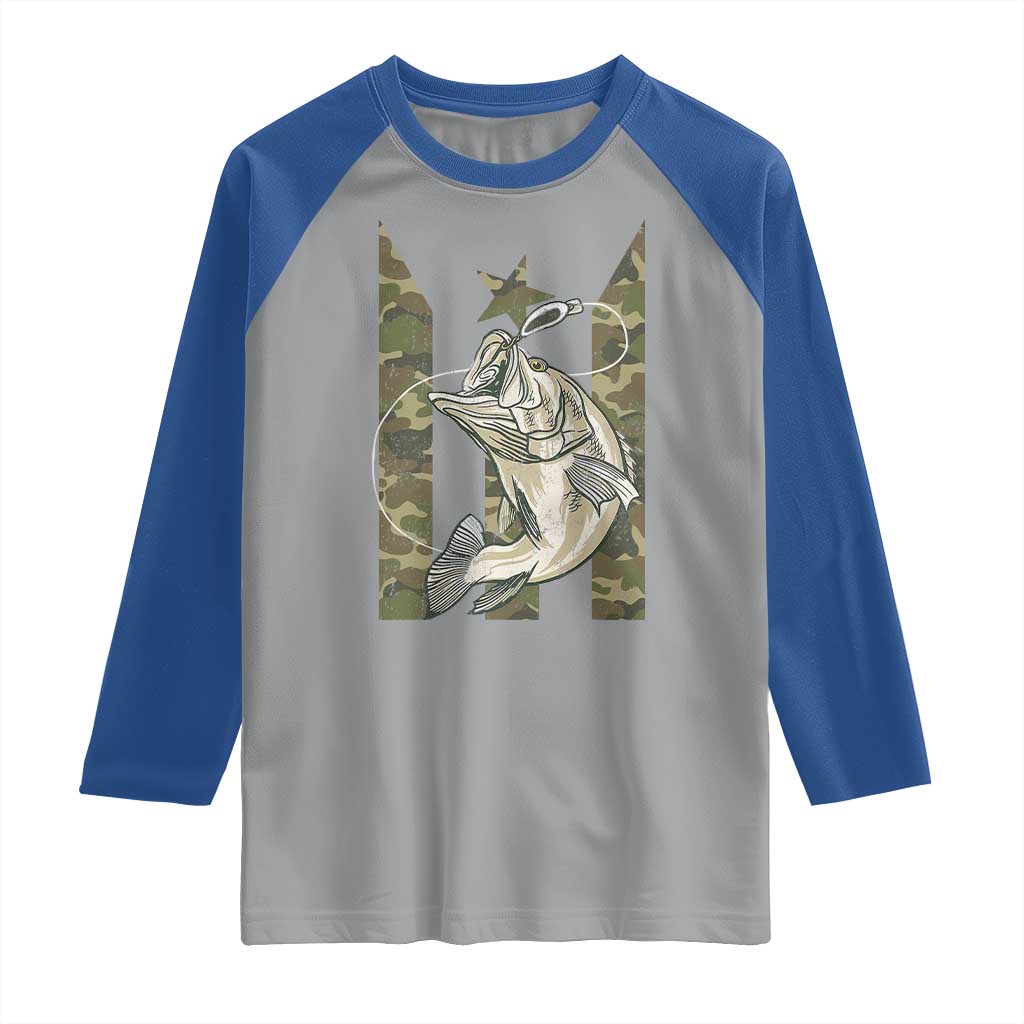 Fishing Puerto Rico Flag Raglan Shirt Bass Fish Fisherman Camo Camouflage US Flag TS10 Sport Gray Royal Print Your Wear