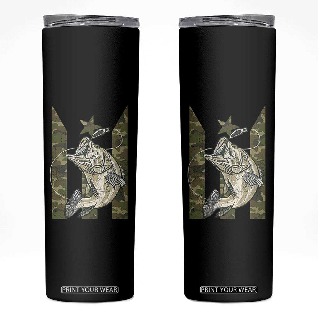 Fishing Puerto Rico Flag Skinny Tumbler Bass Fish Fisherman Camo Camouflage US Flag TS10 Black Print Your Wear