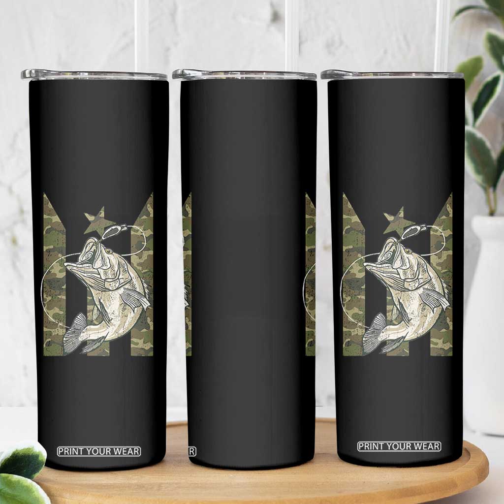 Fishing Puerto Rico Flag Skinny Tumbler Bass Fish Fisherman Camo Camouflage US Flag TS10 Print Your Wear