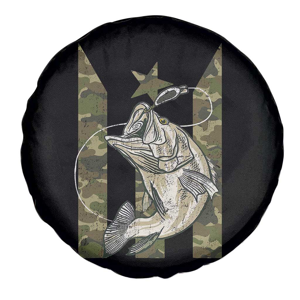 Fishing Puerto Rico Flag Spare Tire Cover Bass Fish Fisherman Camo Camouflage US Flag TS10 Print Your Wear