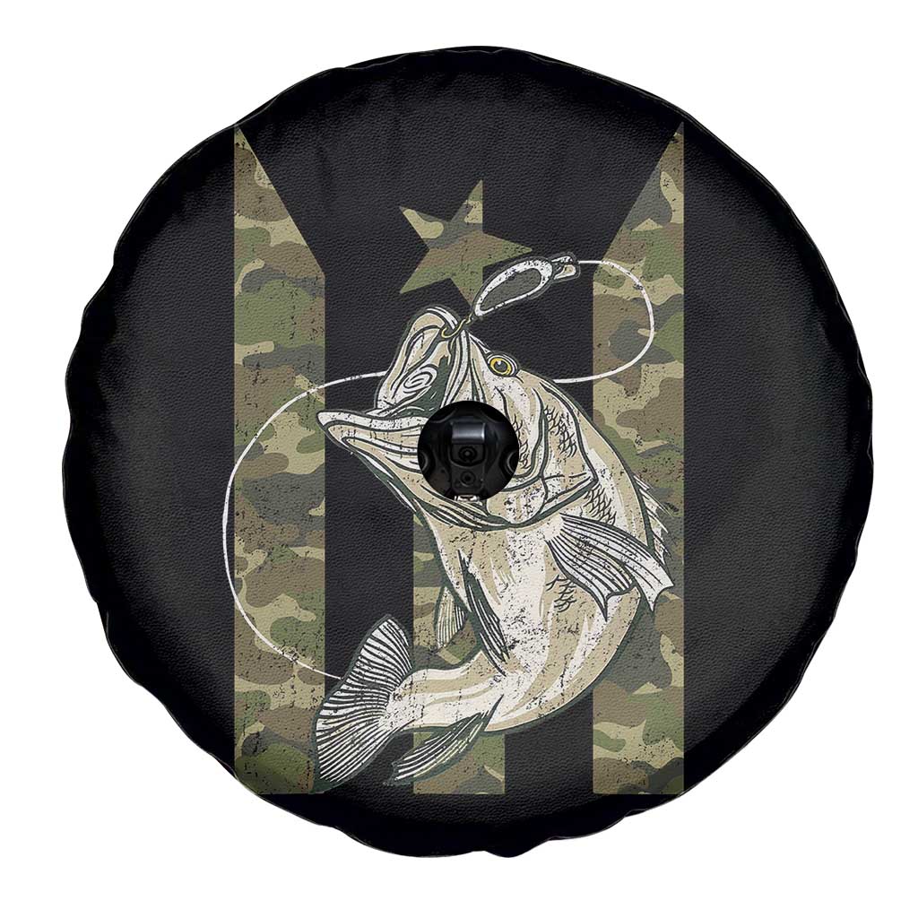 Fishing Puerto Rico Flag Spare Tire Cover Bass Fish Fisherman Camo Camouflage US Flag TS10 Print Your Wear