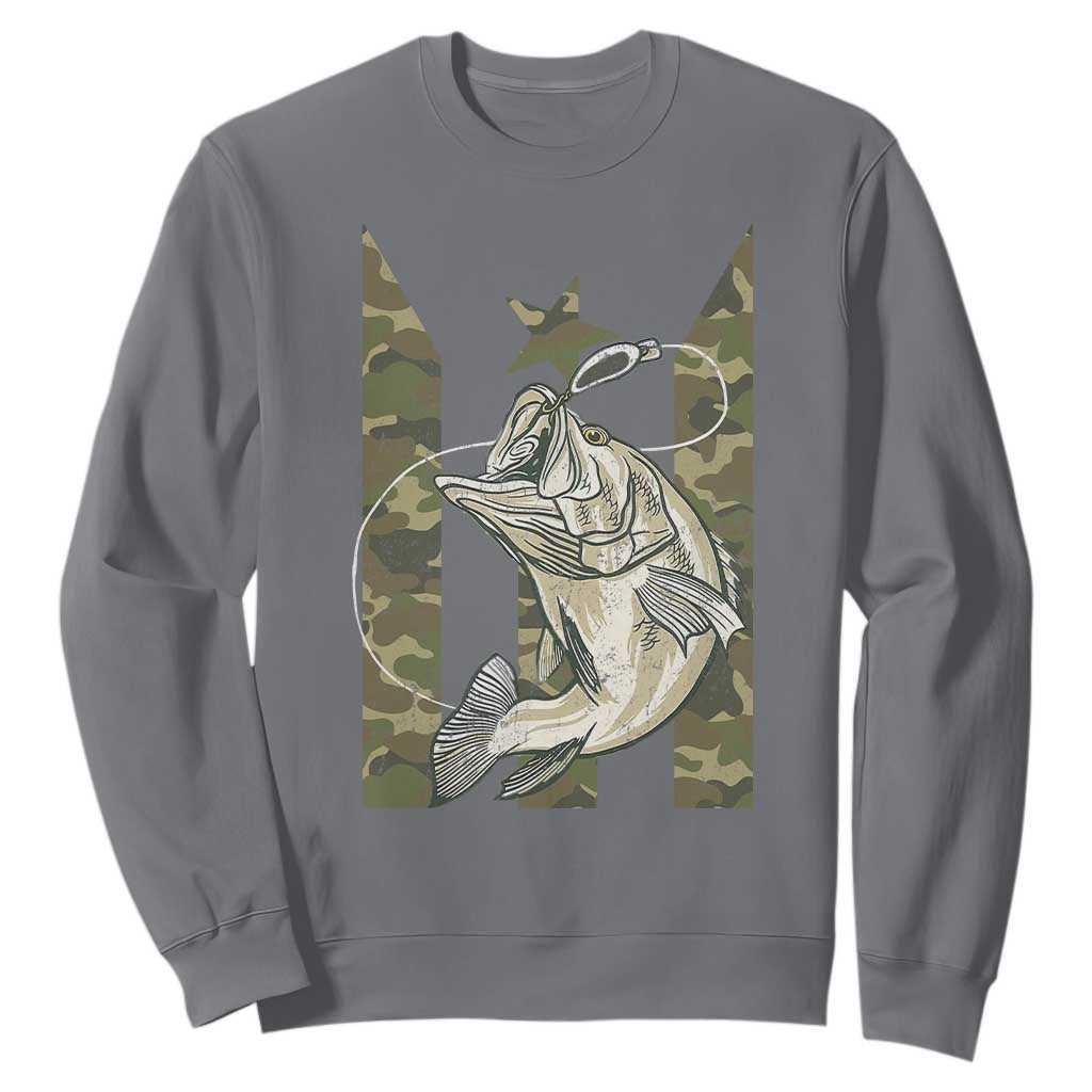 Fishing Puerto Rico Flag Sweatshirt Bass Fish Fisherman Camo Camouflage US Flag TS10 Charcoal Print Your Wear