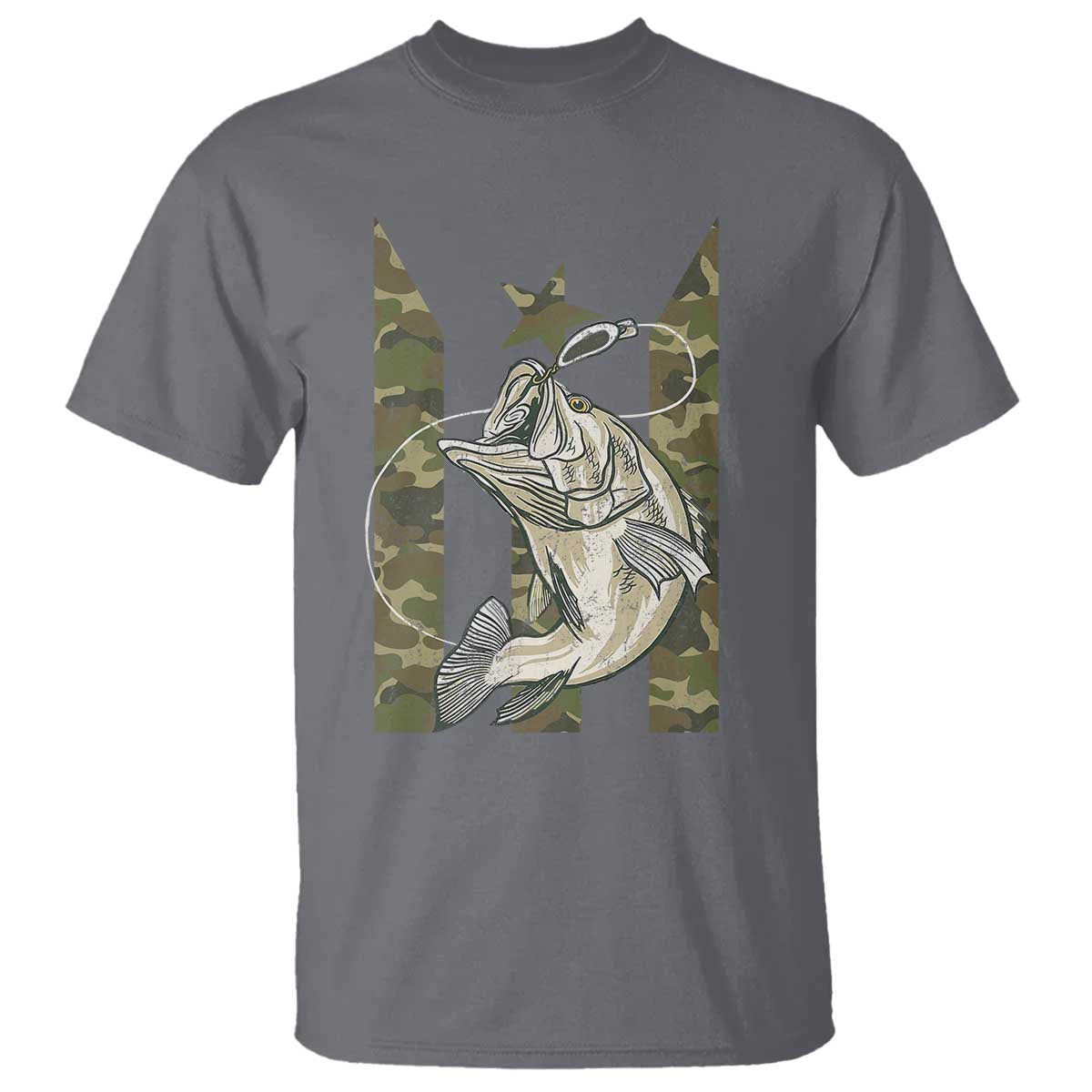 Fishing Puerto Rico Flag T Shirt Bass Fish Fisherman Camo Camouflage US Flag TS10 Charcoal Print Your Wear