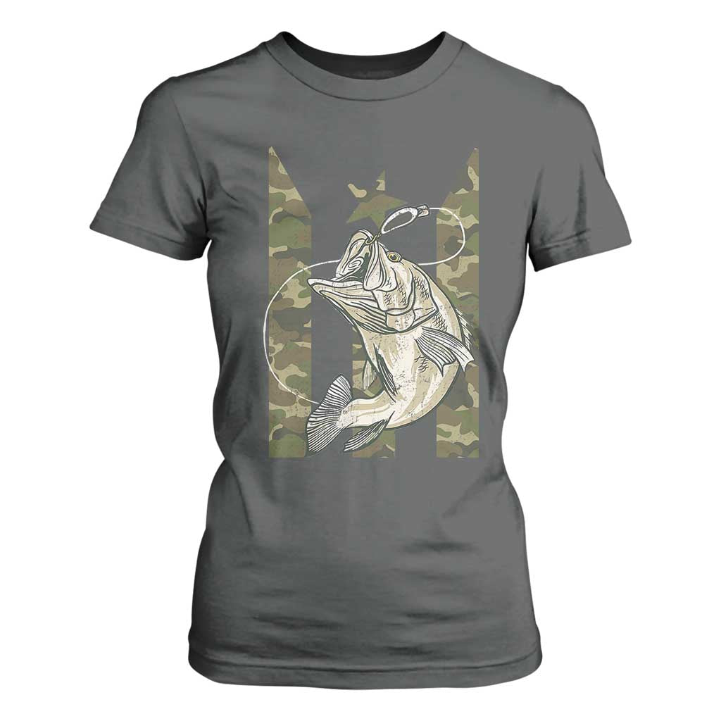 Fishing Puerto Rico Flag T Shirt For Women Bass Fish Fisherman Camo Camouflage US Flag TS10 Dark Heather Print Your Wear